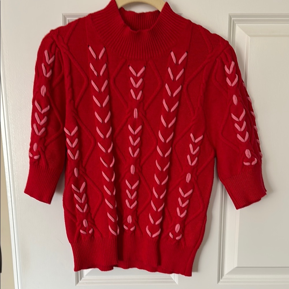 Red Cable Knit Women's Sweater